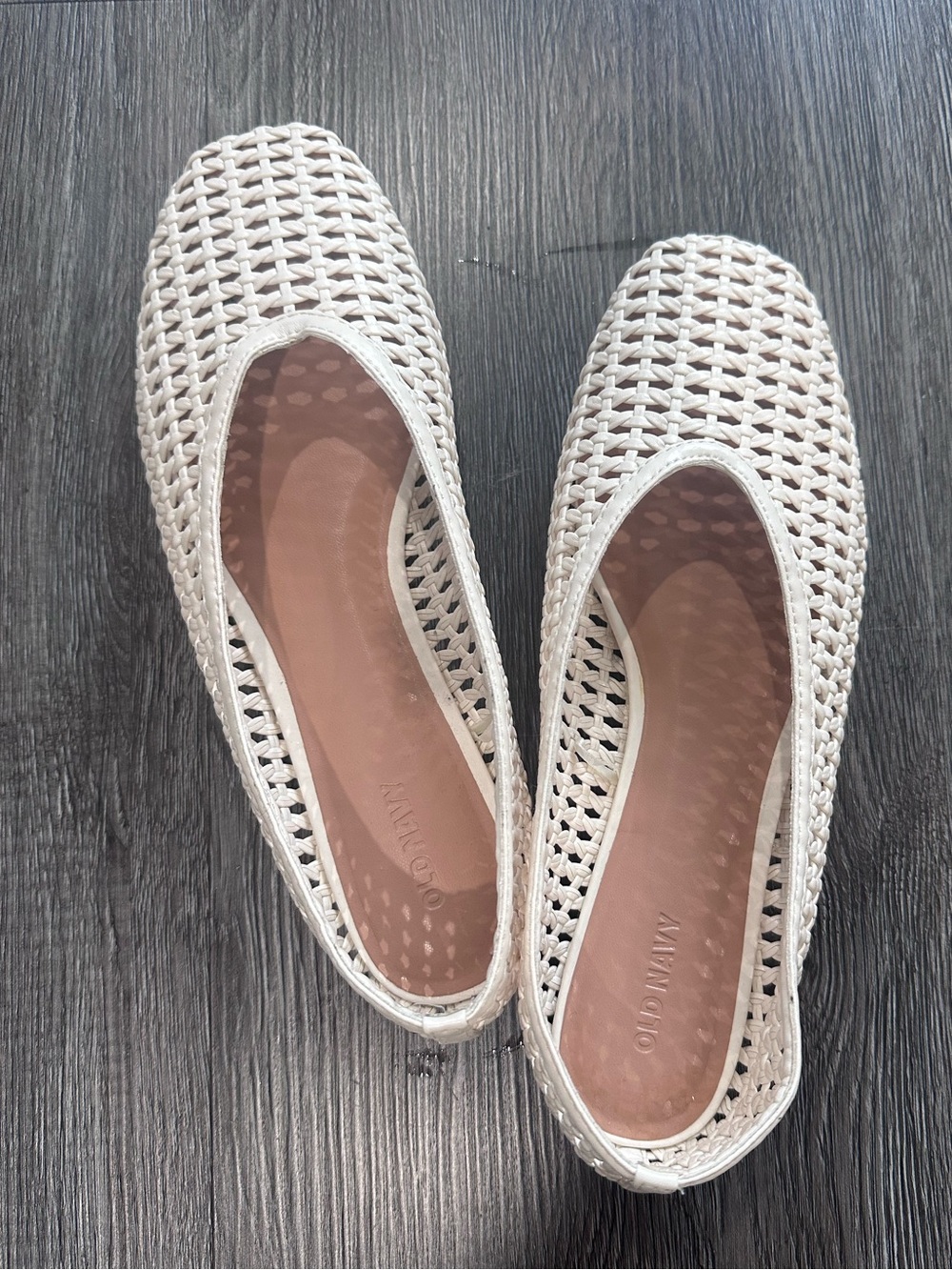 Gently Used , Lattice Old Navy Cream Ballet Flats, Sz 9 - Picture 2 of 4